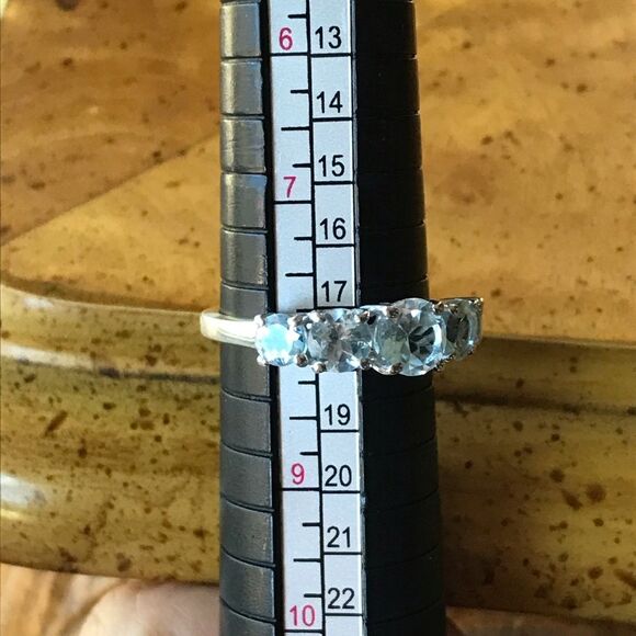 Natural Blue Topaz Sterling Silver Ring - Picture 3 of 8